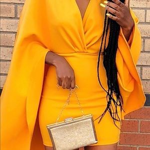 Mustard Deep V Dress 🌻